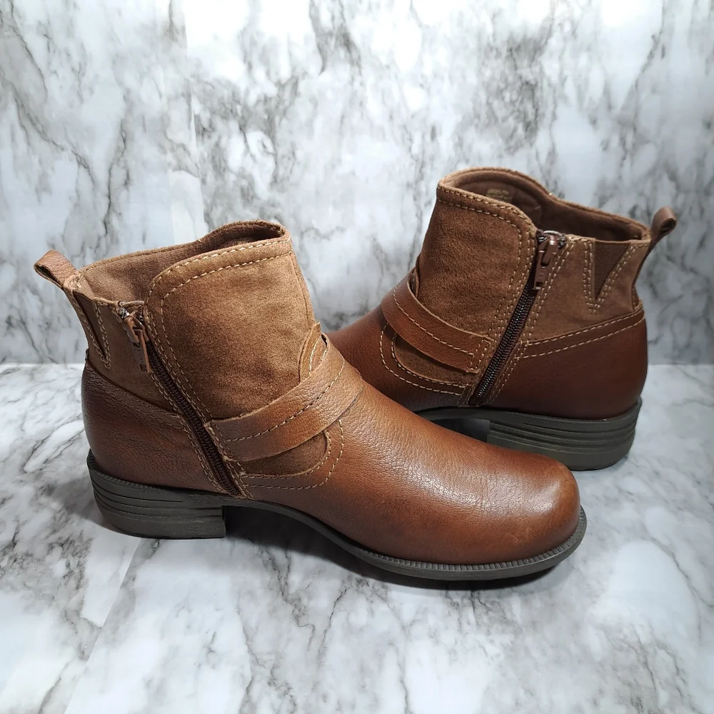 Earth Origins By Earth Women's Paris Ankle Boots Suede Leather Brown Size 9W - Picture 15 of 16